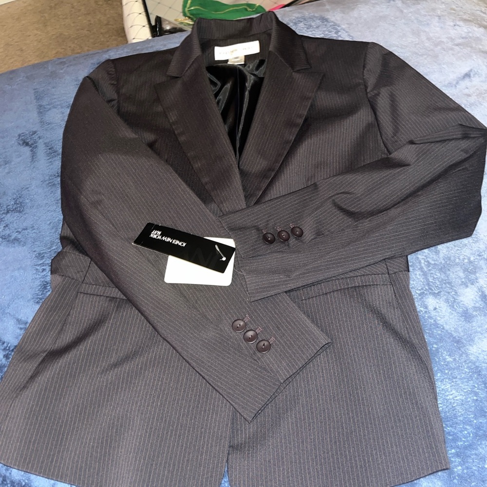 Jones New York Black Pinstripe Blazer and Skirt Suit